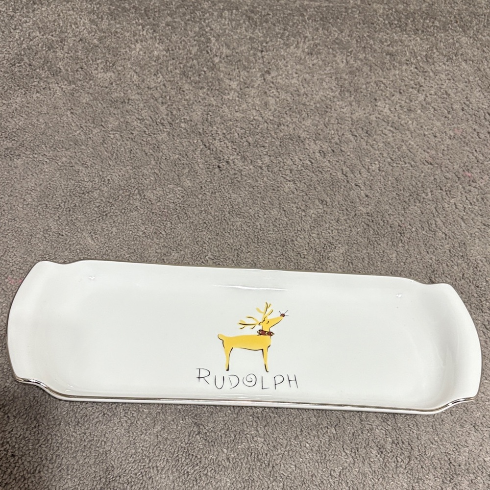 Pottery Barn Rudolph Reindeer Serving Platter Rectangular